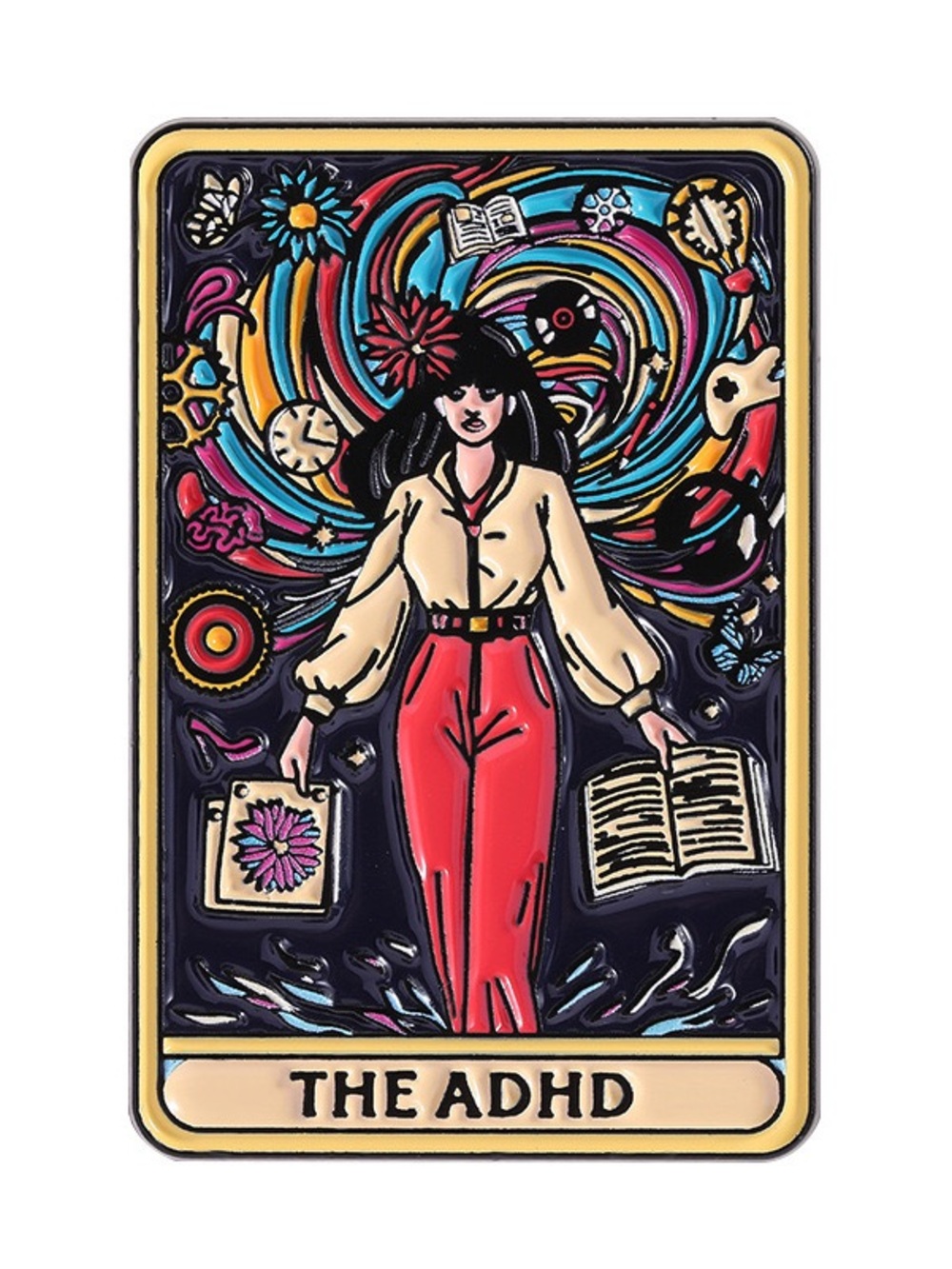 ADHD Tarot Card Enamel Pin – Neurodivergent ADHD Awareness Mental Health Pin